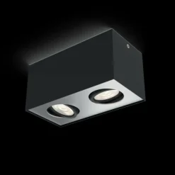 Plafonnier Philips Box LED Noir, 2 lumières