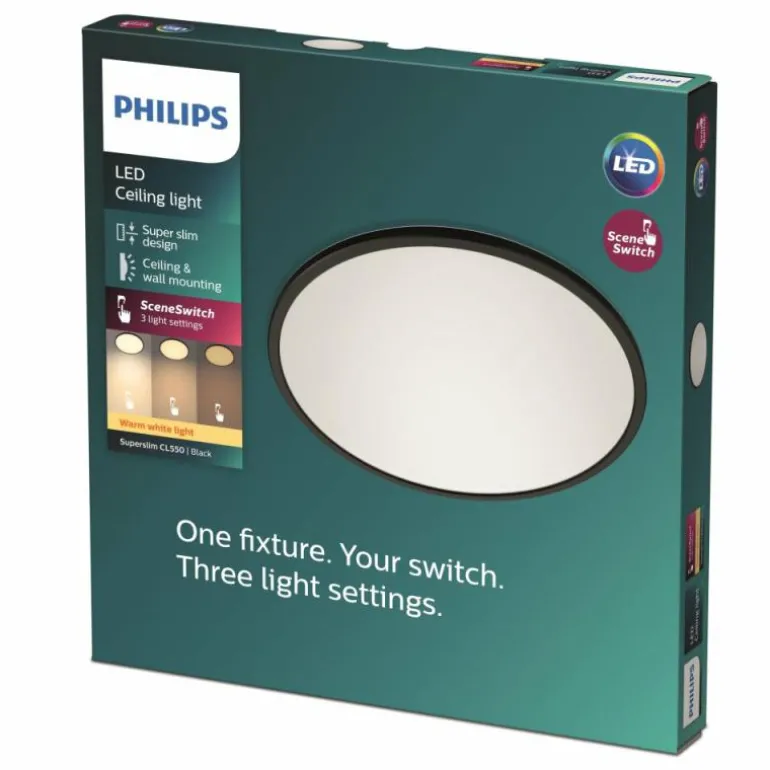 Plafonnier Philips CL550 LED Noir, Blanc, 1 lumière