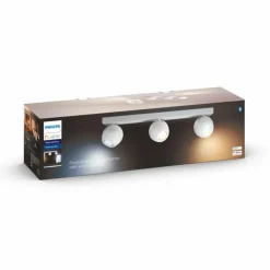 Plafonnier Philips Hue Buckram LED Blanc, 3 lumières, Télécommandes