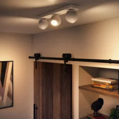 Plafonnier Philips Hue Buckram LED Blanc, 3 lumières, Télécommandes