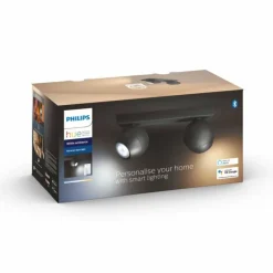 Plafonnier Philips Hue Buckram LED Noir, 2 lumières, Télécommandes