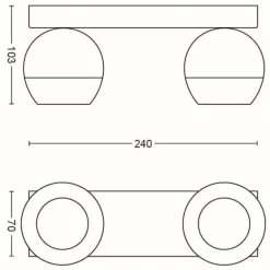 Plafonnier Philips Hue Buckram LED Noir, 2 lumières, Télécommandes