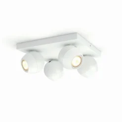 Plafonnier Philips Hue Buckram LED Blanc, 4 lumières, Télécommandes
