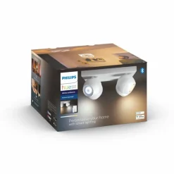 Plafonnier Philips Hue Buckram LED Blanc, 4 lumières, Télécommandes
