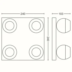 Plafonnier Philips Hue Buckram LED Blanc, 4 lumières, Télécommandes
