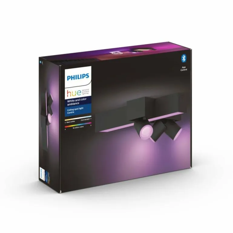 Plafonnier Philips HUE Centris LED Noir, 3 lumières, Changeur de couleurs