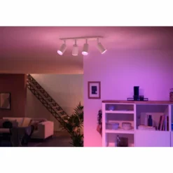 Plafonnier Philips Hue Fugato LED Blanc, 4 lumières, Changeur de couleurs