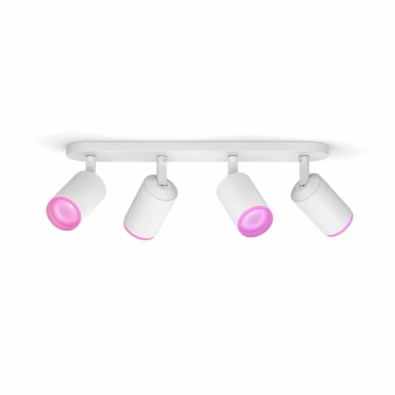 Plafonnier Philips Hue Fugato LED Blanc, 4 lumières, Changeur de couleurs
