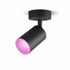 Plafonnier Philips Hue Fugato LED Noir, 1 lumière, Changeur de couleurs