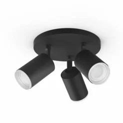 Plafonnier Philips Hue Fugato LED Noir, 3 lumières, Changeur de couleurs