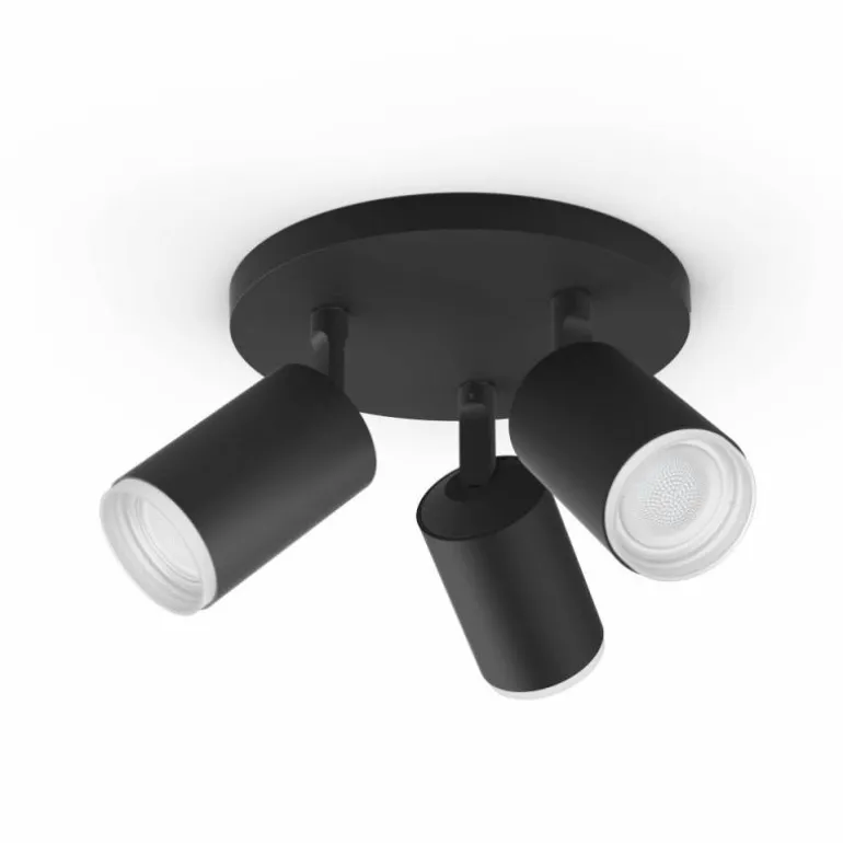 Plafonnier Philips Hue Fugato LED Noir, 3 lumières, Changeur de couleurs