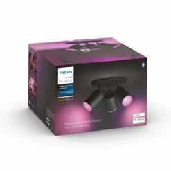 Plafonnier Philips Hue Fugato LED Noir, 3 lumières, Changeur de couleurs
