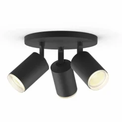 Plafonnier Philips Hue Fugato LED Noir, 3 lumières, Changeur de couleurs