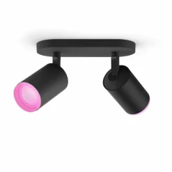 Plafonnier Philips Hue Fugato LED Noir, 2 lumières, Changeur de couleurs