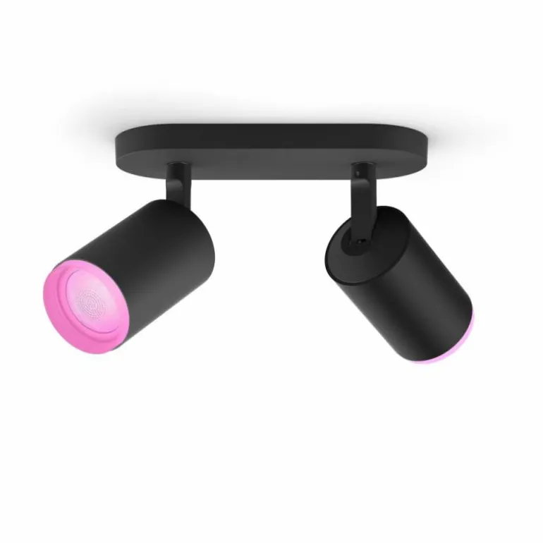 Plafonnier Philips Hue Fugato LED Noir, 2 lumières, Changeur de couleurs