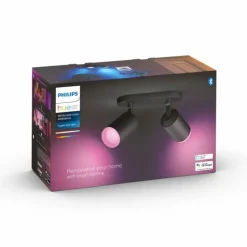 Plafonnier Philips Hue Fugato LED Noir, 2 lumières, Changeur de couleurs
