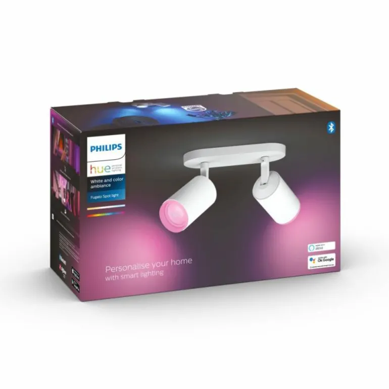 Plafonnier Philips Hue Fugato LED Blanc, 2 lumières, Changeur de couleurs