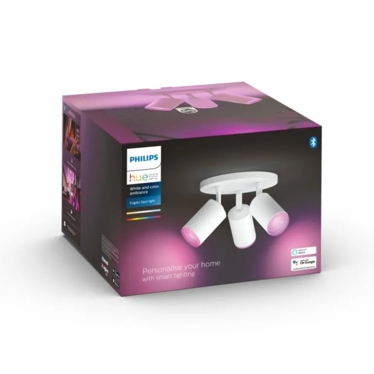 Plafonnier Philips Hue Fugato LED Blanc, 3 lumières, Changeur de couleurs
