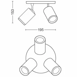 Plafonnier Philips Hue Fugato LED Blanc, 3 lumières, Changeur de couleurs
