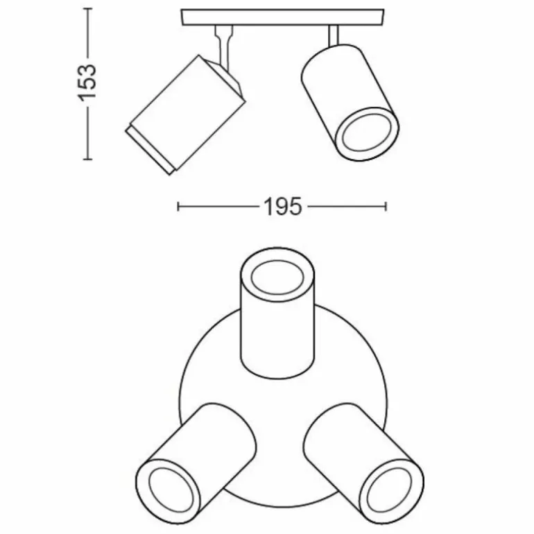 Plafonnier Philips Hue Fugato LED Blanc, 3 lumières, Changeur de couleurs
