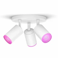 Plafonnier Philips Hue Fugato LED Blanc, 3 lumières, Changeur de couleurs