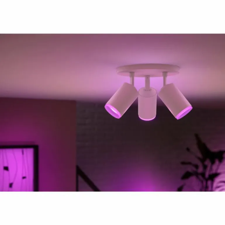 Plafonnier Philips Hue Fugato LED Blanc, 3 lumières, Changeur de couleurs