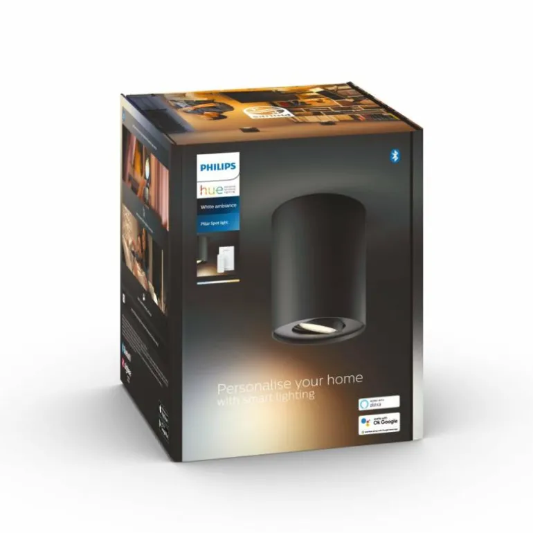 Plafonnier Philips Hue Pillar LED Noir, 1 lumière, Télécommandes
