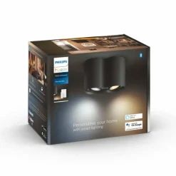 Plafonnier Philips Hue Pillar LED Noir, 2 lumières, Télécommandes