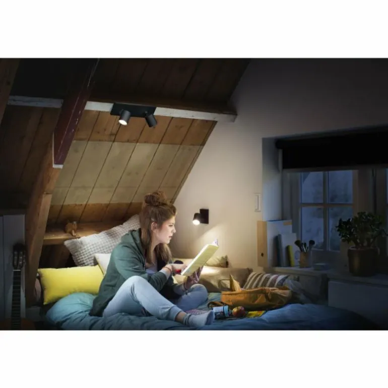 Plafonnier Philips Hue Runner LED Noir, 2 lumières, Télécommandes