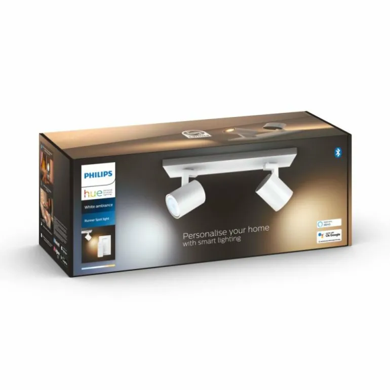 Plafonnier Philips Hue Runner LED Blanc, 2 lumières, Télécommandes