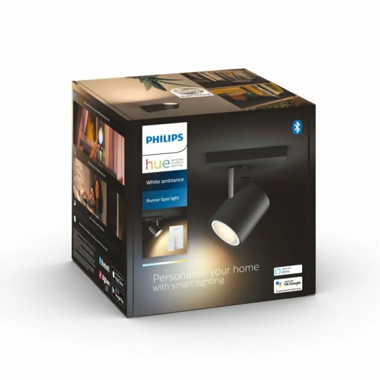 Plafonnier Philips Hue White Ambiance Runner LED Noir, 1 lumière, Télécommandes