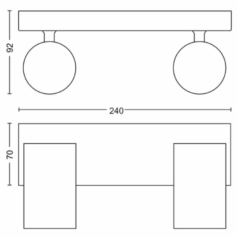 Plafonnier Philips myLiving Kosipo Blanc, 2 lumières