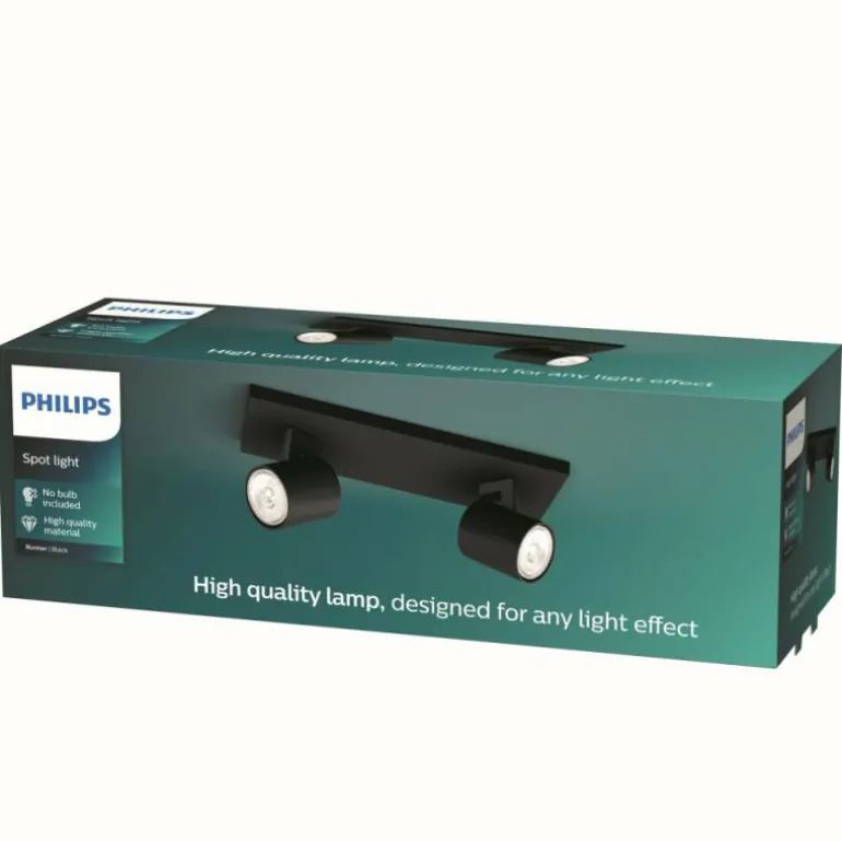 Plafonnier Philips myLiving Runner Noir, 2 lumières