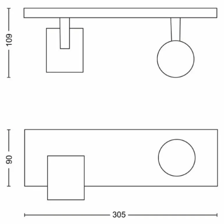 Plafonnier Philips myLiving Runner Noir, 2 lumières