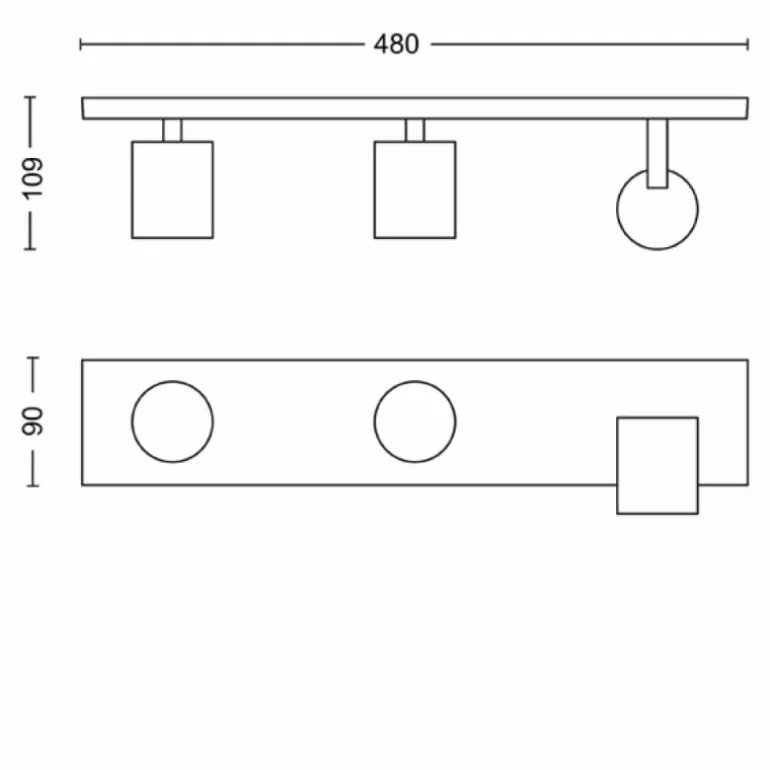 Plafonnier Philips myLiving Runner Noir, 3 lumières