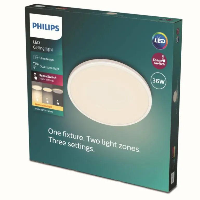 Plafonnier Philips Ozziet LED Blanc, 1 lumière