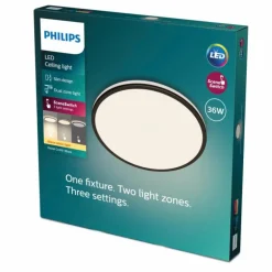 Plafonnier Philips Ozziet LED Noir, Blanc, 1 lumière