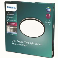 Plafonnier Philips Ozziet LED Noir, Blanc, 1 lumière
