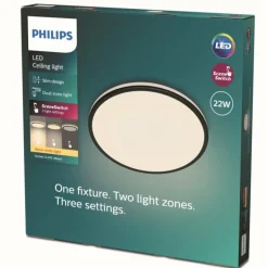 Plafonnier Philips Ozziet LED Noir, Blanc, 1 lumière
