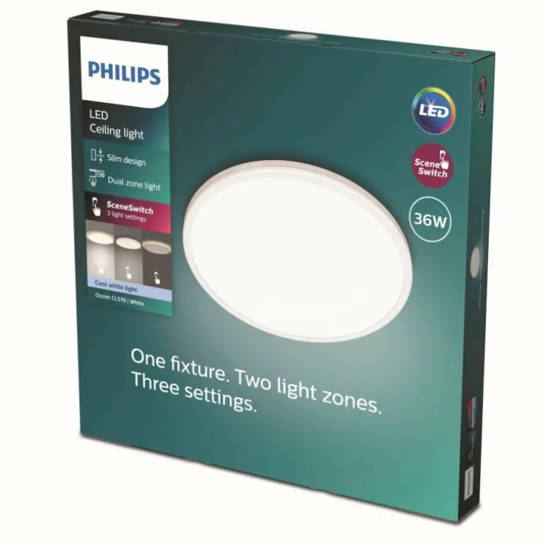 Plafonnier Philips Ozziet LED Blanc, 1 lumière