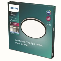 Plafonnier Philips Ozziet LED Noir, Blanc, 1 lumière