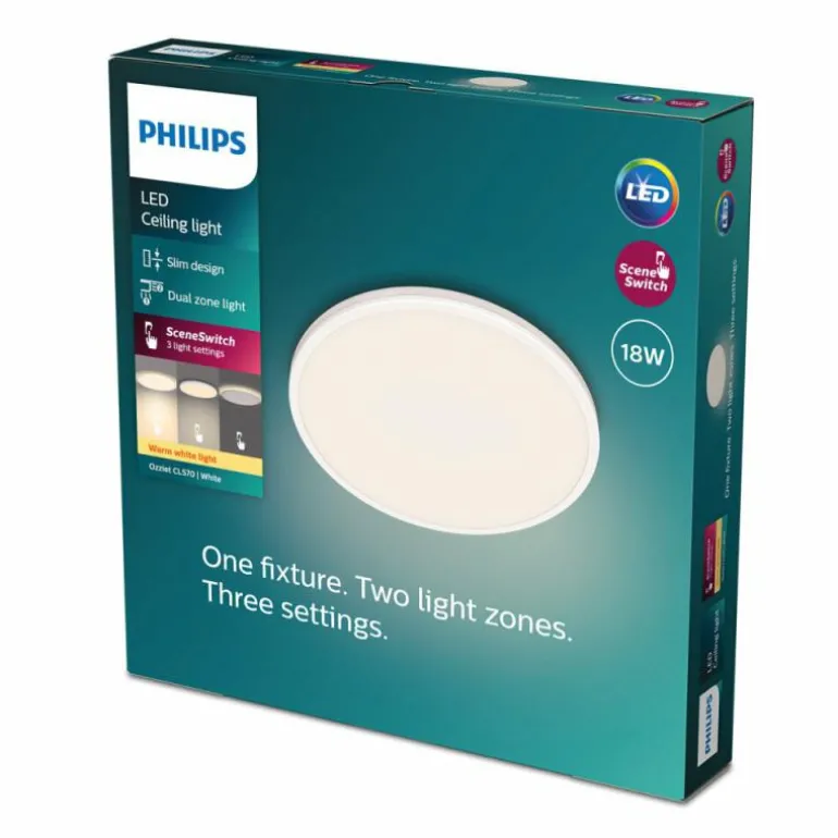 Plafonnier Philips Ozziet LED Blanc, 1 lumière