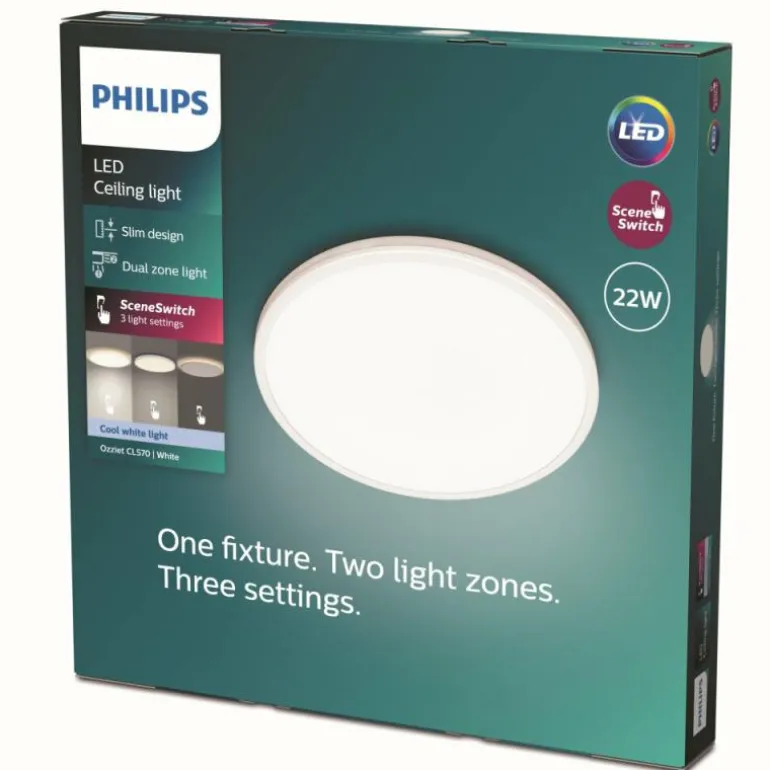 Plafonnier Philips Ozziet LED Blanc, 1 lumière