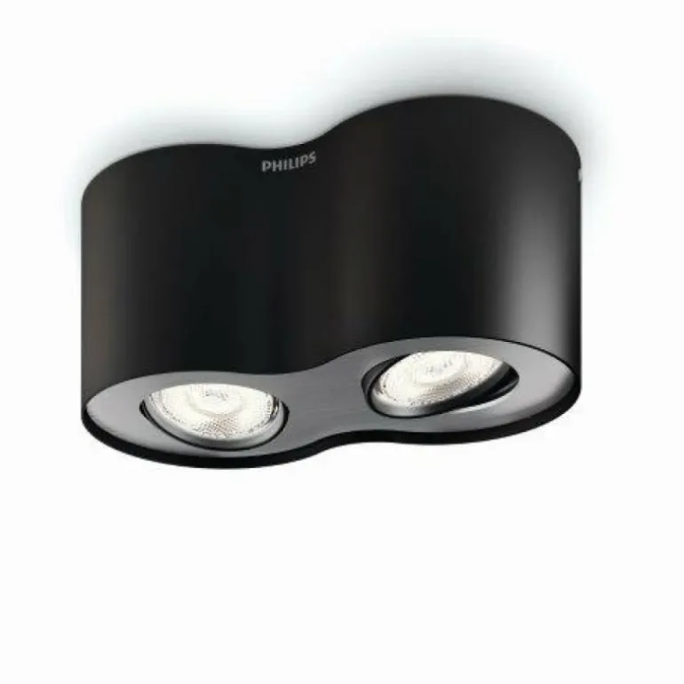 Plafonnier Philips Phase LED Noir, 2 lumières