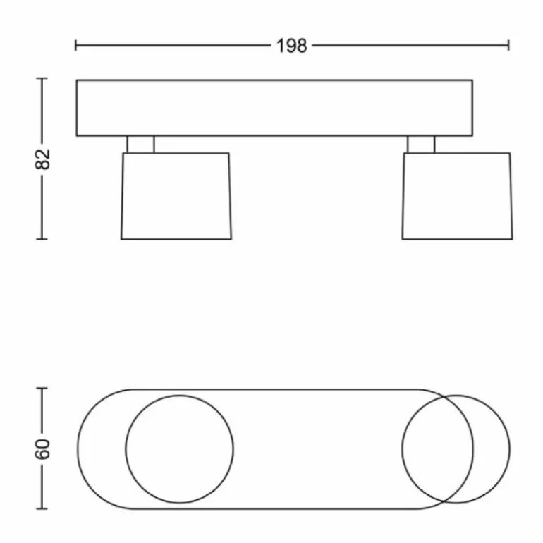Plafonnier Philips Star LED Noir, 2 lumières
