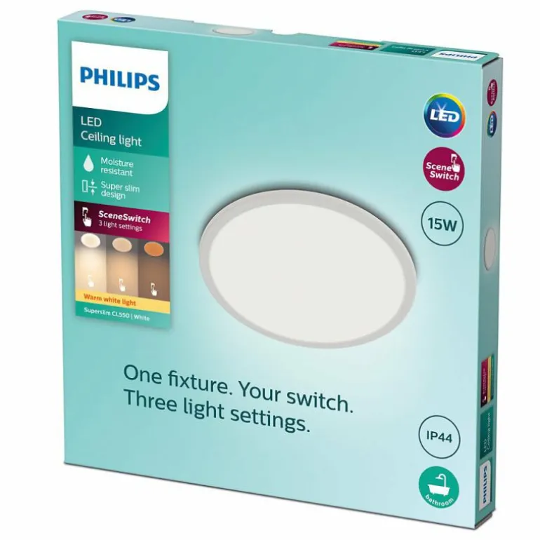 Plafonnier Philips Superslim CL550 LED Blanc, 1 lumière