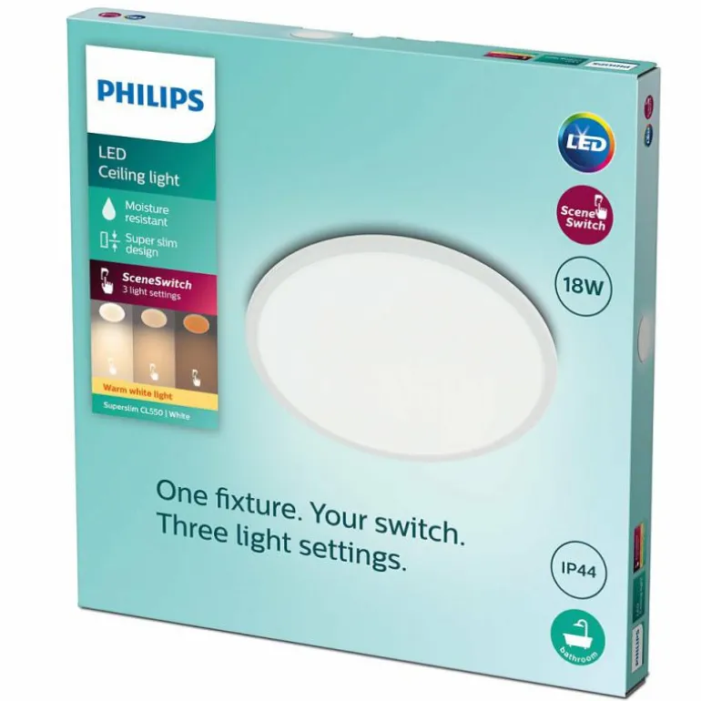 Plafonnier Philips Superslim CL550 LED Blanc, 1 lumière