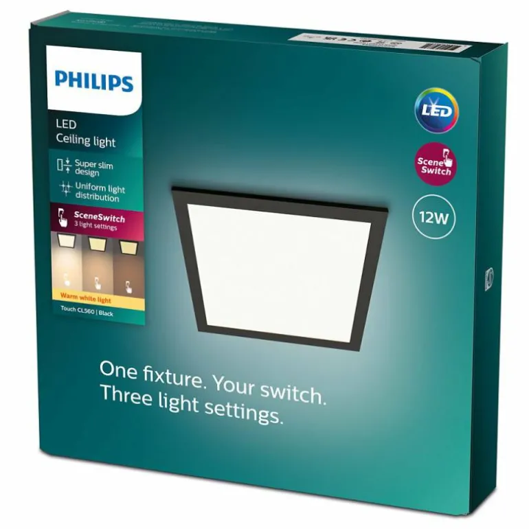 Plafonnier Philips Touch SceneSwitch LED Noir, 1 lumière
