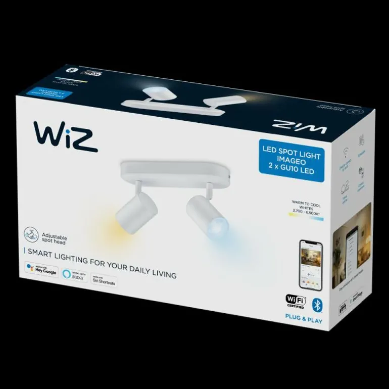Plafonnier Philips WiZ IMAGEO LED Blanc, 2 lumières