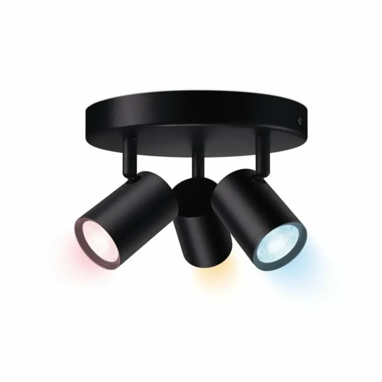 Plafonnier Philips WiZ IMAGEO LED Noir, 3 lumières, Changeur de couleurs